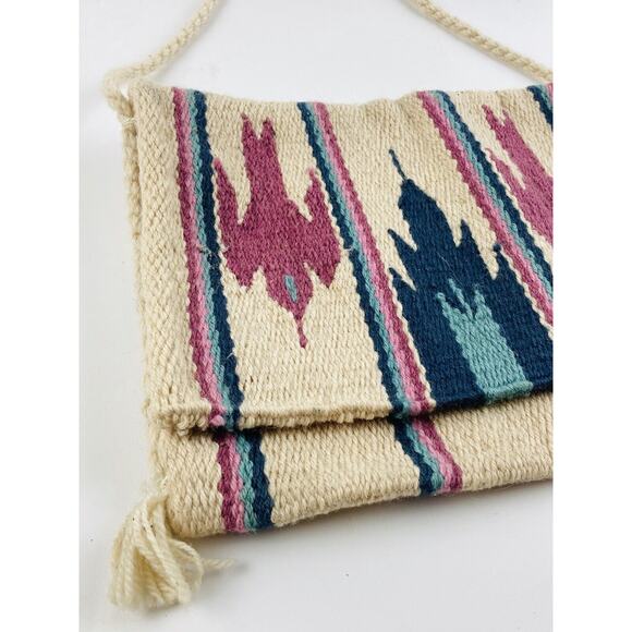 Southwest Tote Bag Birds Woven Shoulder Aztec Hippie Horse Blanket Messenger Pin - Picture 2 of 11